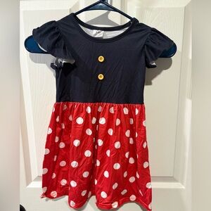 Charming Red and Black Polka Dot Kids Dress Minnie Mouse Disney